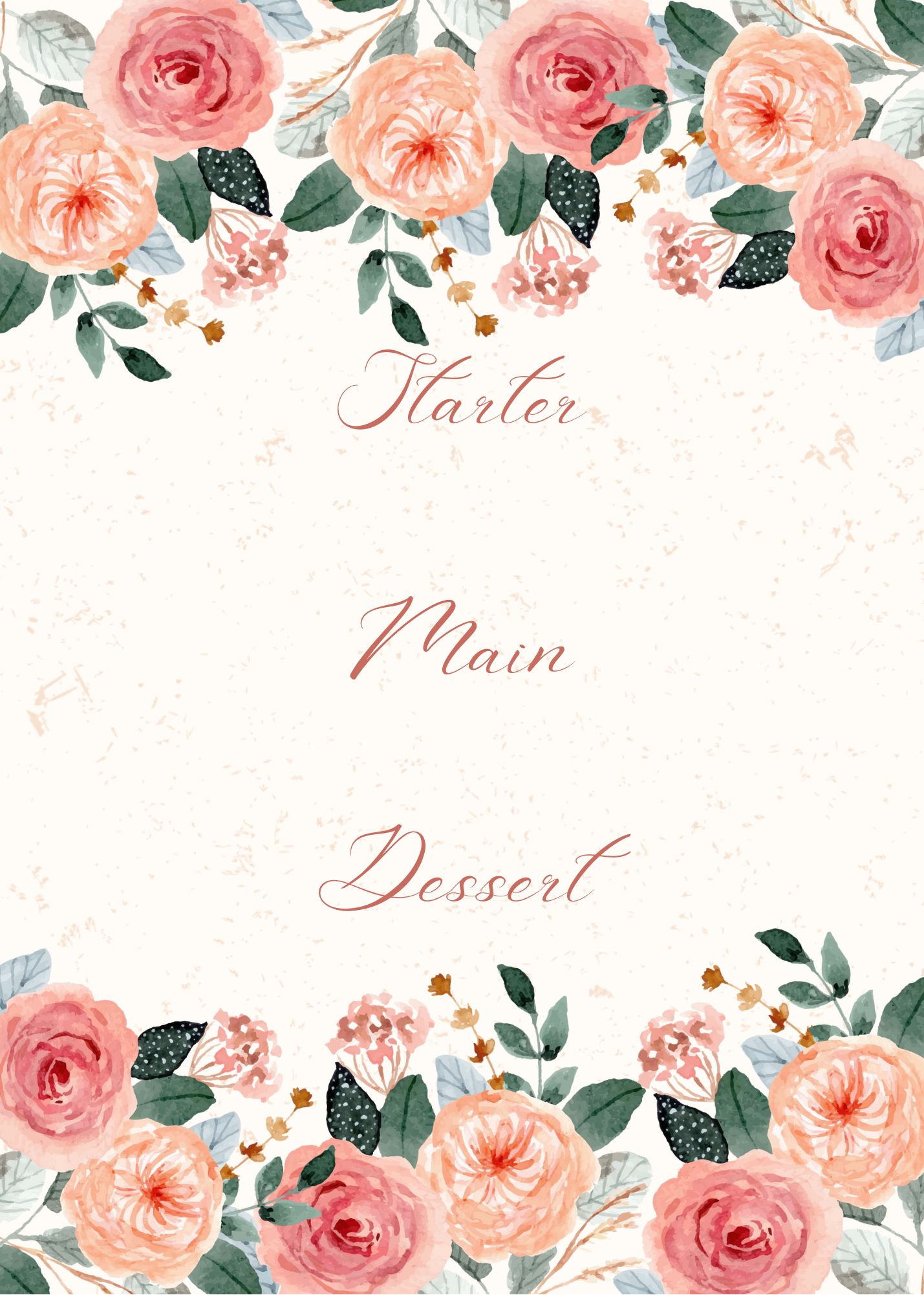 Peach Watercolour Menu