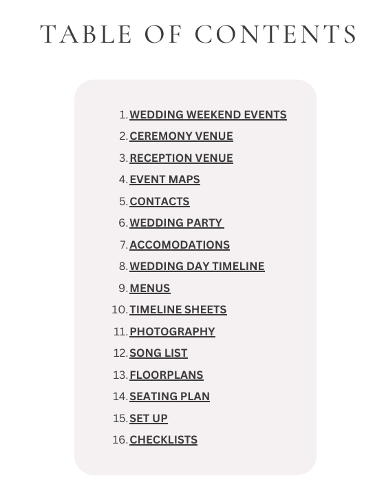 Printable Wedding Planner