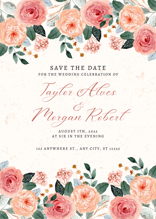 Peach Watercolour Save The Date