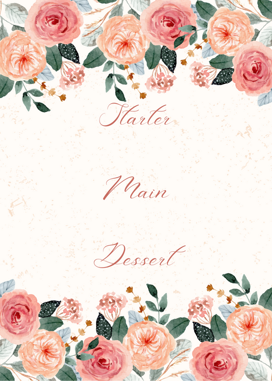 Peach Watercolour Menu