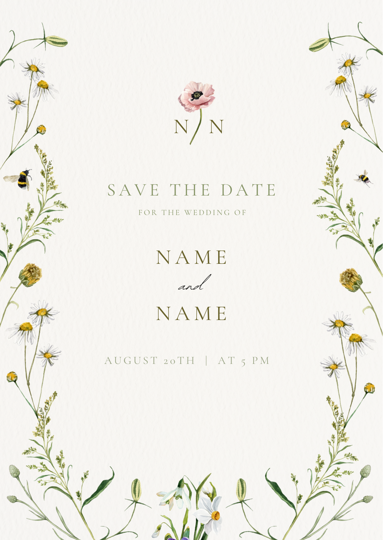 Floral Watercolor Save The Date