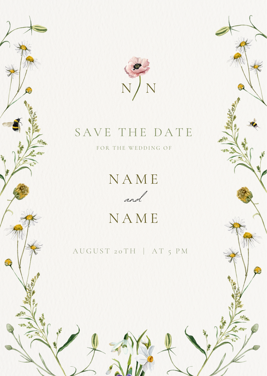 Floral Watercolor Save The Date