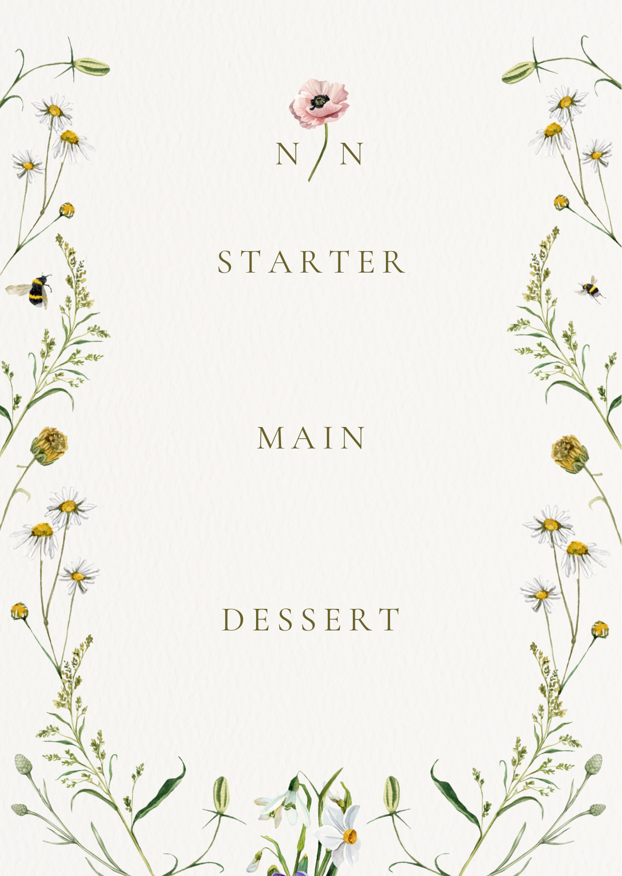 Floral Watercolor Menu