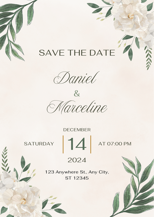 White & Green Save The Date