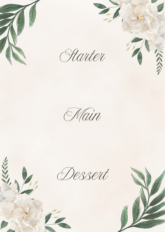 White & Green Menu