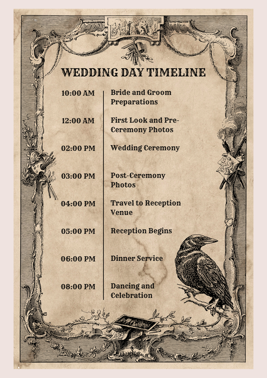 Gothic Wedding Day Timeline